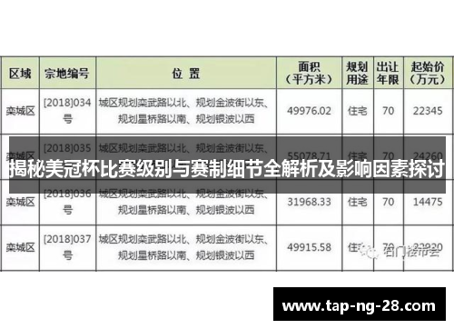 揭秘美冠杯比赛级别与赛制细节全解析及影响因素探讨